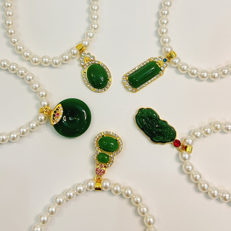 Macska és kutya gyöngyös nyakörve — Geometriai minta, ABS gyöngyök, üveg és ötvözet, univerzális illeszkedés, hercegnő stílus