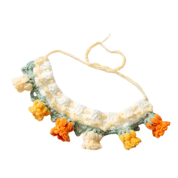 Kézzel kötött kisállat nyakörv, virágos mintával (Anyag: gyapjú; Márka: Hippie dog; Stílus: szabadidős; Alkalmas minden állat számára)