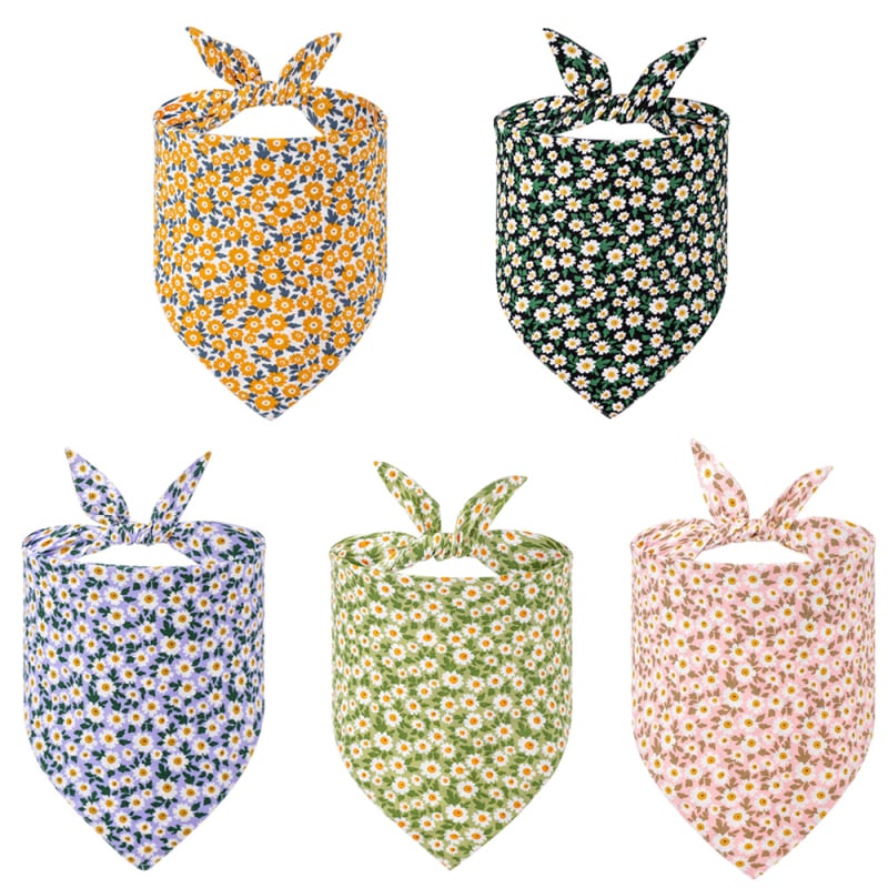 Pamukani trokutasti šal za psa s cvjetnim uzorkom, otisnut, ravno pletena tkanina, zimi