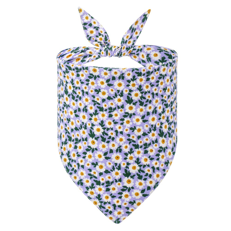 Pamukani trokutasti šal za psa s cvjetnim uzorkom, otisnut, ravno pletena tkanina, zimi