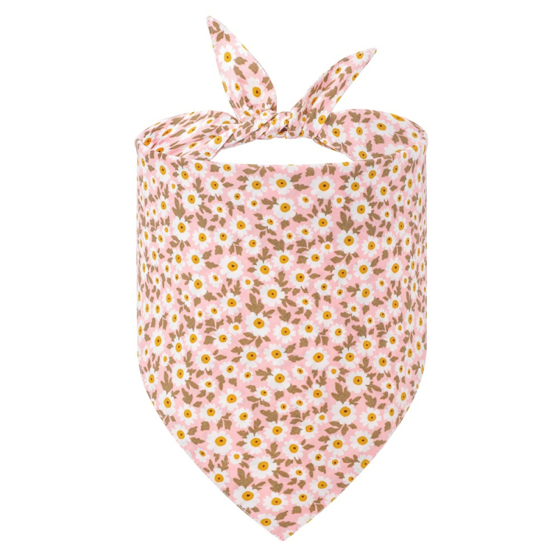 Pamukani trokutasti šal za psa s cvjetnim uzorkom, otisnut, ravno pletena tkanina, zimi