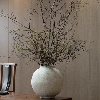 Κινεζικού στυλ βιντάζ χειροποίητη κεραμική βάζα από αργιλώδες πηλό, ρετρό ύφος, επιφάνεια από πέτρινη κεραμική, μάρκα Fan Zhu