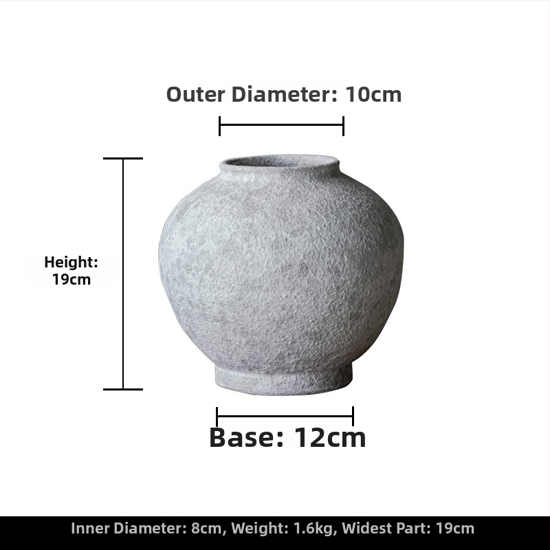Čínske štýlové vintage ručne robená hrubá keramická váza z hliny, retro štýl, povrch z kameniny, značka Fan Zhu