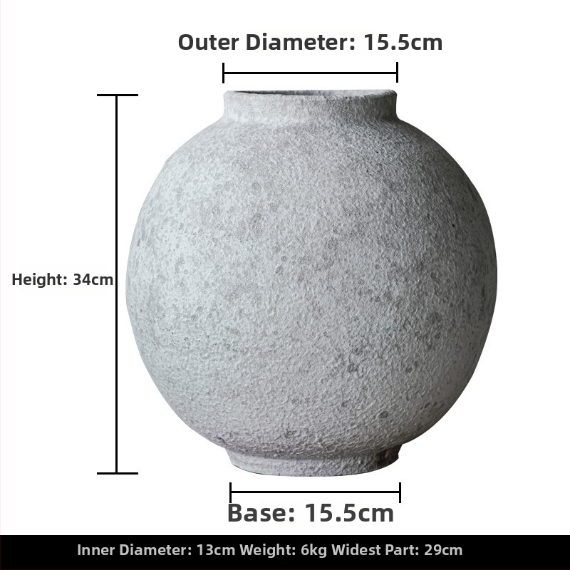 Čínske štýlové vintage ručne robená hrubá keramická váza z hliny, retro štýl, povrch z kameniny, značka Fan Zhu