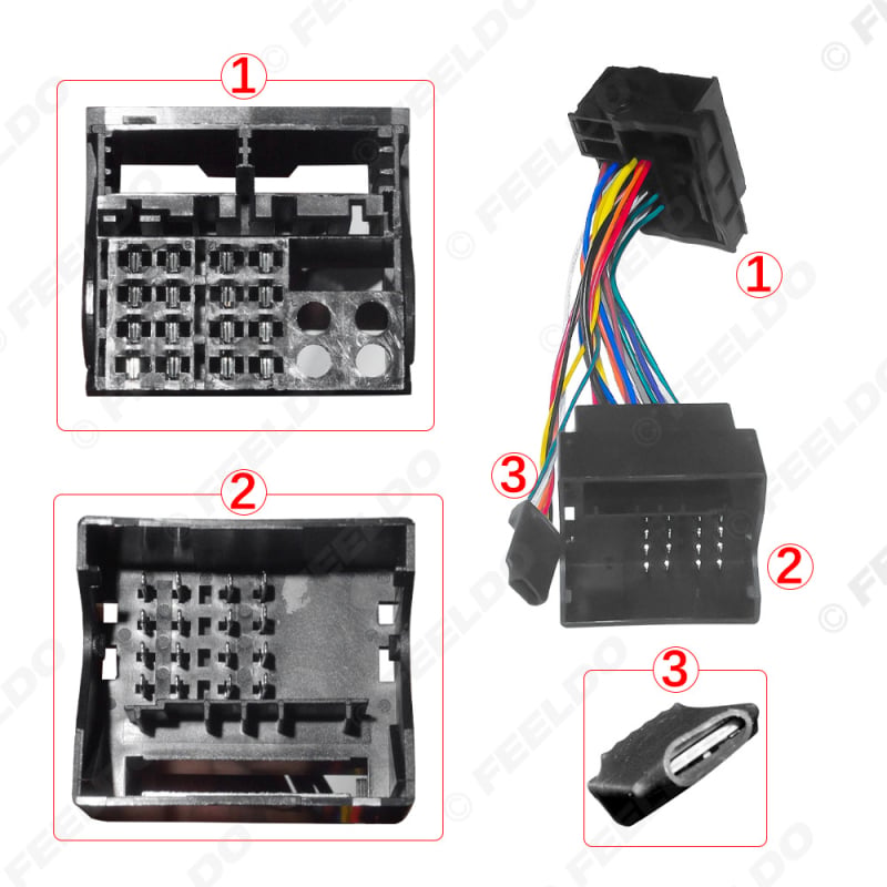 Gateway dekodirajući adapter kabel za VW RCD330/340/510 i RNS315/RNS510 — FEELDO; Model: RCD330/RCD340/RCD510; Kompatibilnost: Volkswagen/Audi; Materijal: plastika + metal