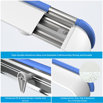 Koccanás elleni falra szerelt kapaszkodó alumínium ötvözetből, kórházi folyosókhoz, modell HS-616FC