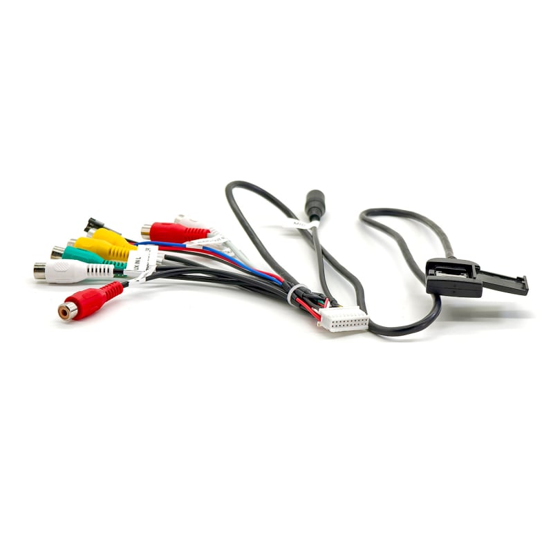 Автомобилен DVD навигационен кабел с 7 RCA конектора, MIC интерфейс, интерфейс за вентилатор, 4G слот, RG174 медна сърцевина с PVC защита