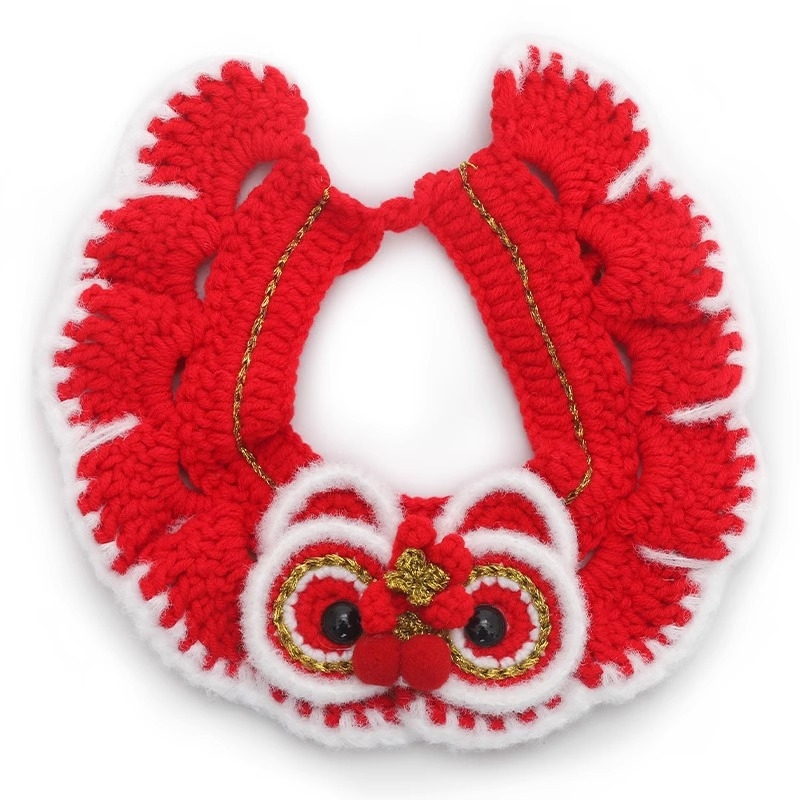 Colier pentru pisici – model desen animat, material lână, potrivit pentru toate animalele de companie, patru sezoane