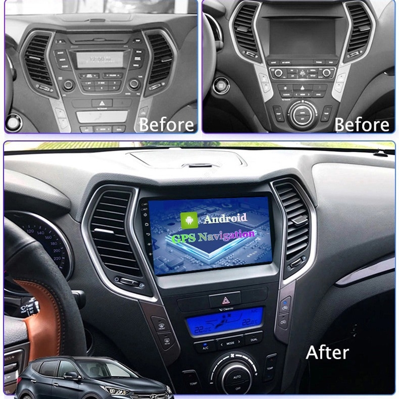 GPS навигатор за автомобил за Hyundai Santa Fe (2013-2017) - 2.5D закален дисплей, 12V, 4x45W, TuleNavi