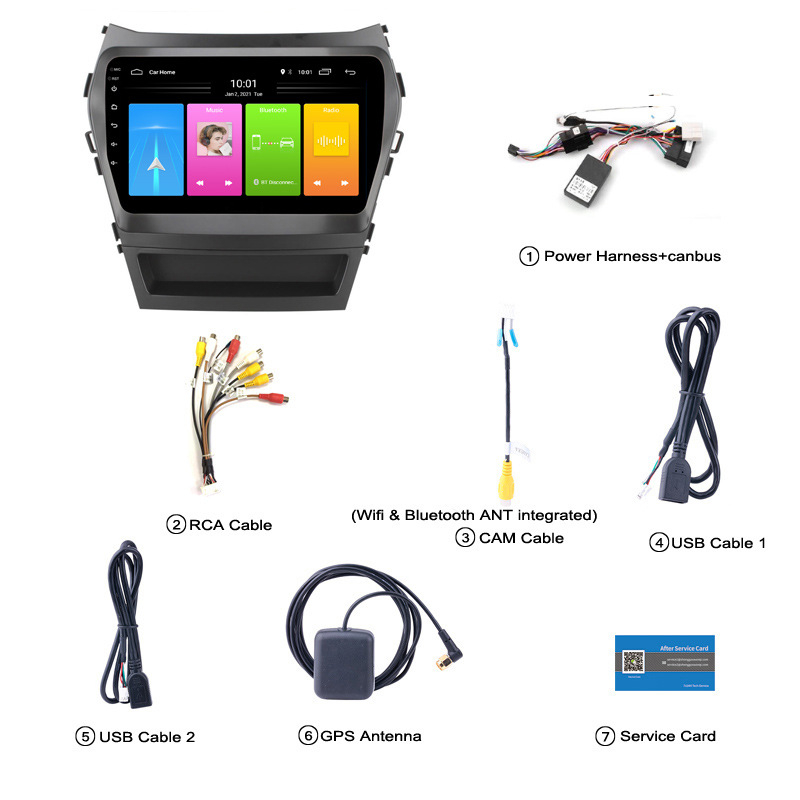 GPS навигатор за автомобил за Hyundai Santa Fe (2013-2017) - 2.5D закален дисплей, 12V, 4x45W, TuleNavi
