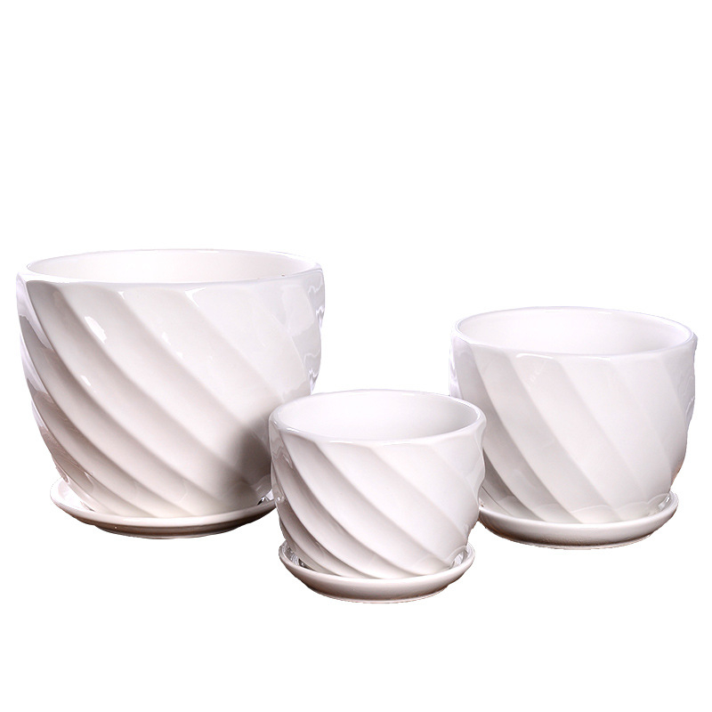 Keramički set posuda za cvijeće, 3 komada, glaziran, minimalistički stil, za stol ili pod, za unutarnje Phalaenopsis orhideje