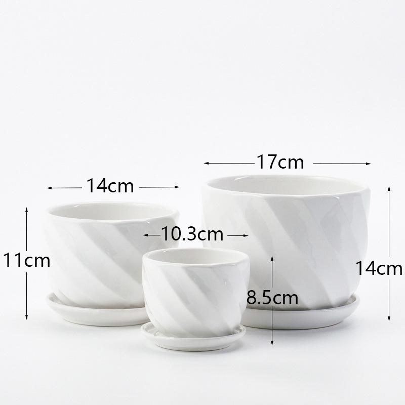 Keramički set posuda za cvijeće, 3 komada, glaziran, minimalistički stil, za stol ili pod, za unutarnje Phalaenopsis orhideje