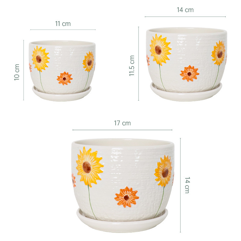 Keramički set posuda za cvijeće, 3 komada, glaziran, minimalistički stil, za stol ili pod, za unutarnje Phalaenopsis orhideje
