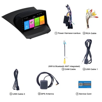 Ford Fiesta 2009-2017 Android навигационен център с 9-инчов екран, 12V захранване, мощност 4x45W, 2.5D закалено стъкло, тегло 2 кг