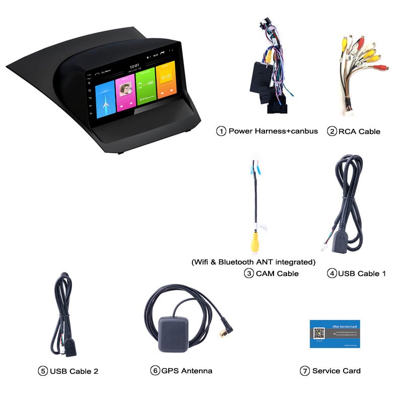 Ford Fiesta 2009-2017 Android навигационен център с 9-инчов екран, 12V захранване, мощност 4x45W, 2.5D закалено стъкло, тегло 2 кг