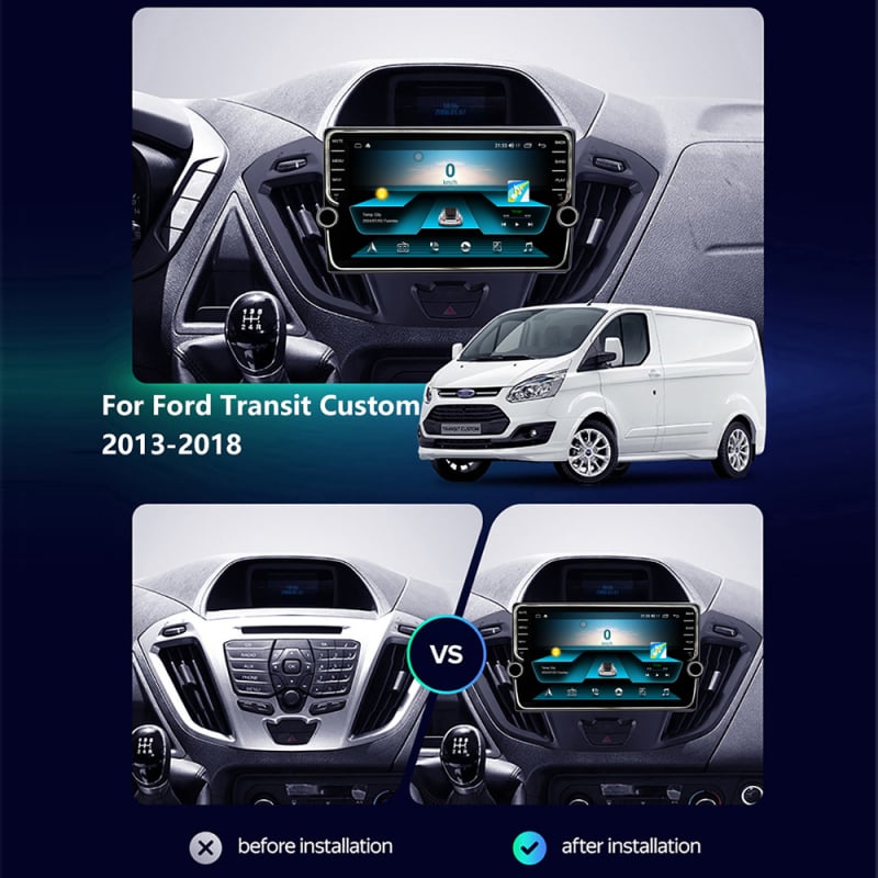 Android navigacijska jedinica za Ford Transit 2013–2018, CarPlay, 8-inčni zaslon s rotacijskim gumbom, 1024x600, 12V, 4x50W