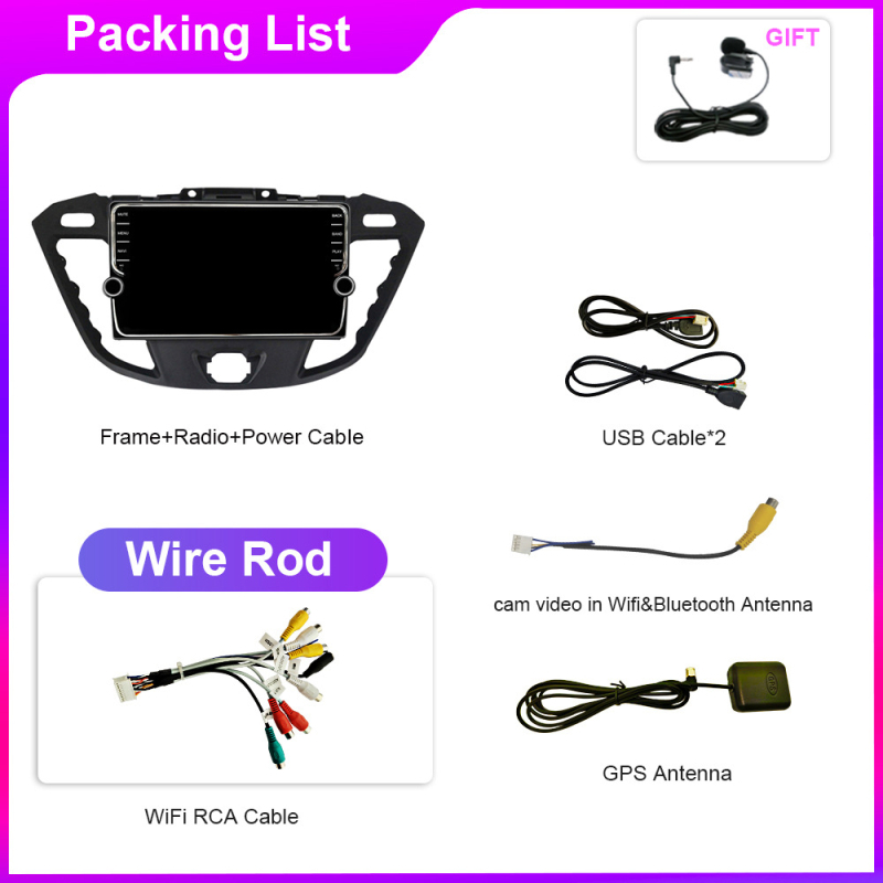 Android navigacijska jedinica za Ford Transit 2013–2018, CarPlay, 8-inčni zaslon s rotacijskim gumbom, 1024x600, 12V, 4x50W