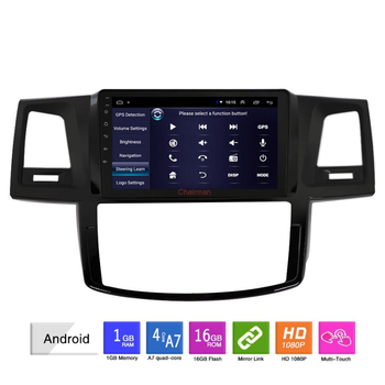 Android автомобилна навигация за Toyota Hilux / Fortuner, 2.5D закален дисплей, 12V захранване, 4x45W мощност, тегло 3 кг