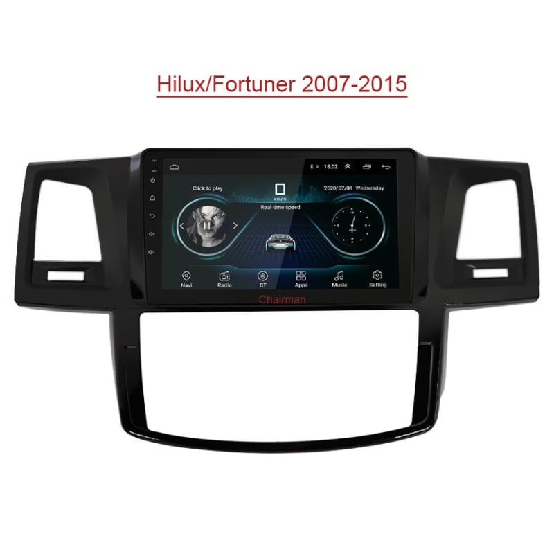 Android автомобилна навигация за Toyota Hilux / Fortuner, 2.5D закален дисплей, 12V захранване, 4x45W мощност, тегло 3 кг