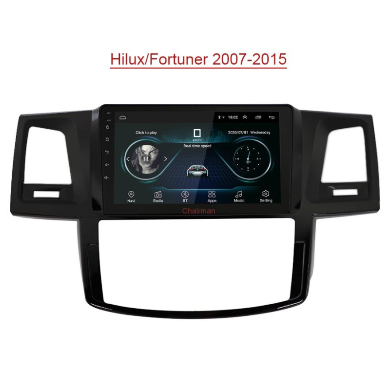 Android автомобилна навигация за Toyota Hilux / Fortuner, 2.5D закален дисплей, 12V захранване, 4x45W мощност, тегло 3 кг