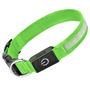 Colier pentru câine, încărcare USB, iluminat, din nylon, versiune cu luminozitate înaltă