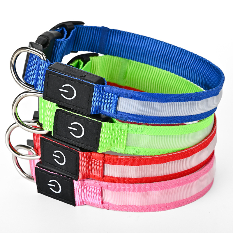Colier pentru câine, încărcare USB, iluminat, din nylon, versiune cu luminozitate înaltă