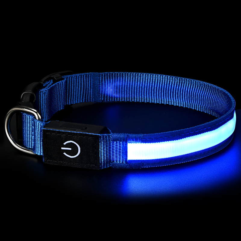 Colier pentru câine, încărcare USB, iluminat, din nylon, versiune cu luminozitate înaltă