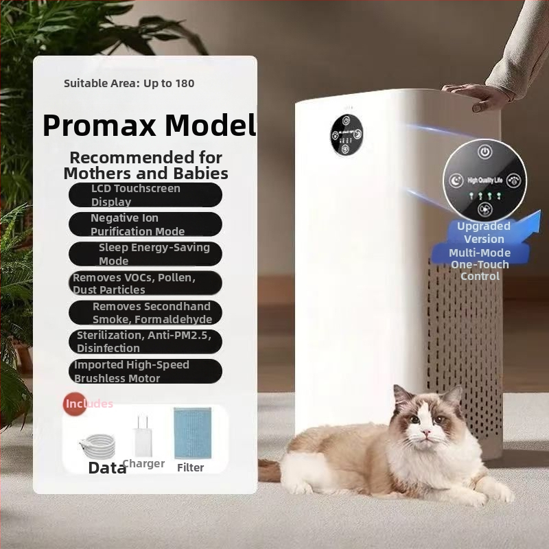 Zračni uređaj s negativnim ionima za dom i ured – CADR PM 350 m³/h za čestice, CADR formaldehid 100 m³/h, buka ≤ 36 dB, protok zraka 300 m³/h, USB napajanje, kombinirani filter, pokrivenost do 10 m²
