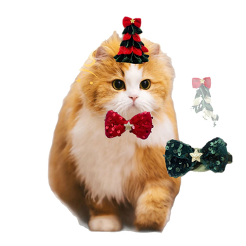 Velúr karácsonyi sapka kutyáknak és macskáknak, fenyőfa alakú, masnis díszítéssel