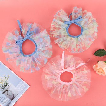 Organza anyagú kisállat sál 3D pillangóval, hercegnő stílus, légáteresztő, állítható nyakörv