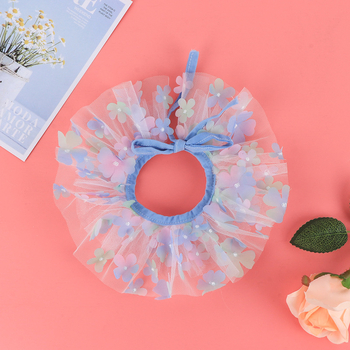 Organza anyagú kisállat sál 3D pillangóval, hercegnő stílus, légáteresztő, állítható nyakörv