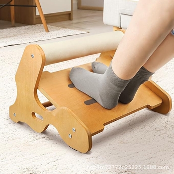 Дървен регулируем подпор за крак за офис с люлеещ педал и платка за разтягане под бюрото