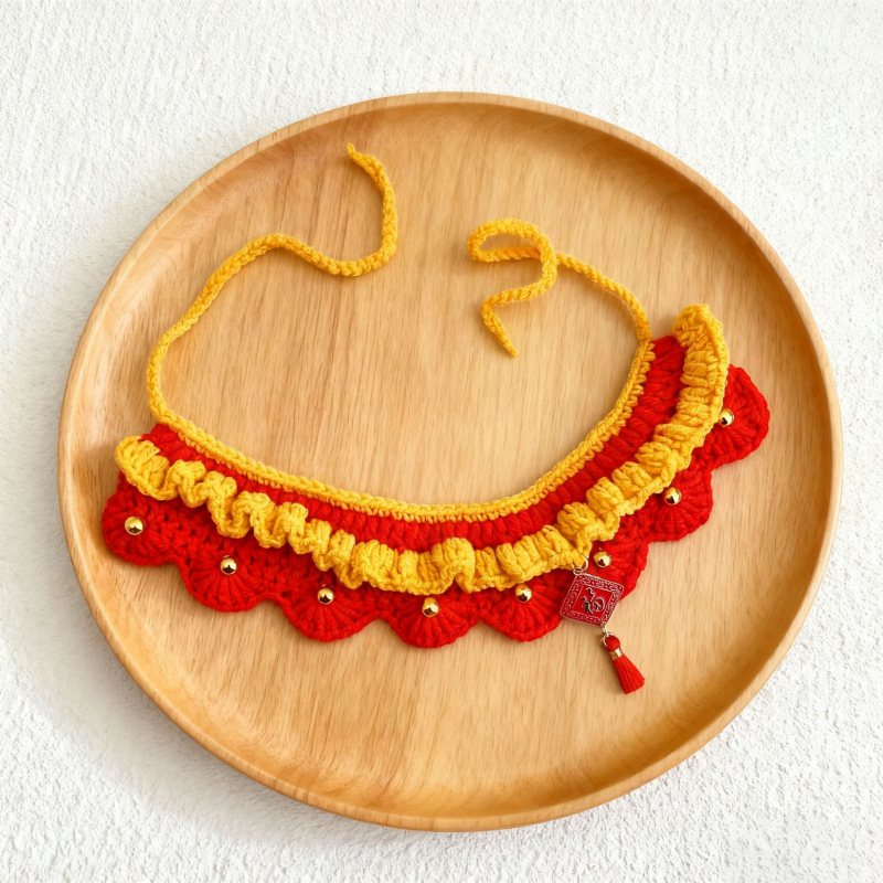 Vuneni šal s uzorkom usklađivanja boja, ručno kukano i izvezeno, zimski komad