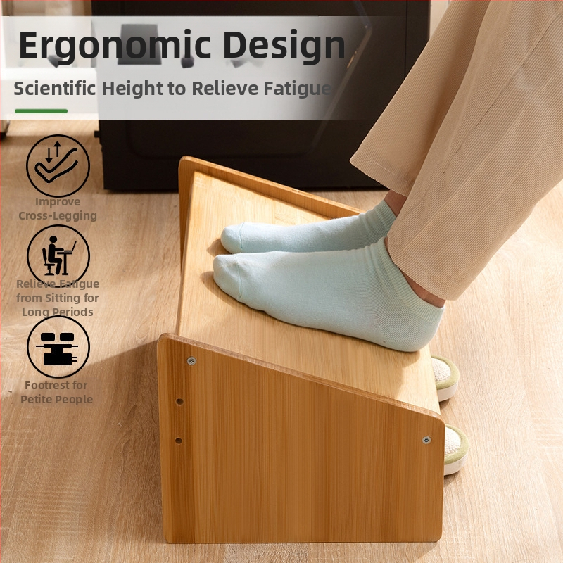 Μπαμπού υποπόδιο γραφείου, μοντέλο 2529CJJ, σύγχρονο μινιμαλιστικό στυλ, προσαρμόσιμο, πολυλειτουργικό