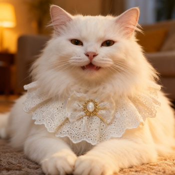 Pet Bib – Hercegnő-stílus, Monokróm mintázat, Kézzel készült, Univerzális használat, Négy évszak