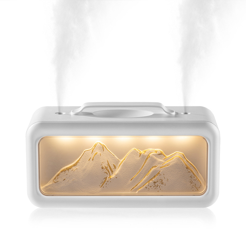 Párásító levegőhöz, ambient fény funkcióval, USB tápegység (6 W), 2 párásító kimenet, 0,5–1 L tartály, 10–20 m² lefedettség