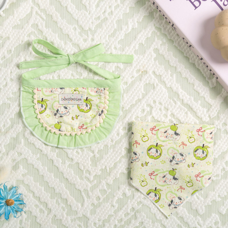 Nyomtatott, 100% pamutból készült kis méretű háziállat-nyálkendő kutyáknak és macskáknak, Bichon Frise, Pomerániai és Teddy-stílus mintákkal