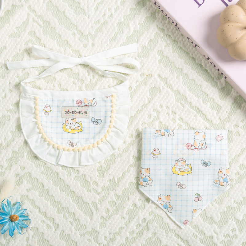 Nyomtatott, 100% pamutból készült kis méretű háziállat-nyálkendő kutyáknak és macskáknak, Bichon Frise, Pomerániai és Teddy-stílus mintákkal