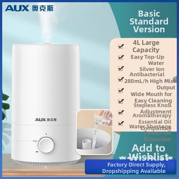 Háztartási párásító, csendes működés, 3 párásító kimenet, >10 literes víztartály, 41–60 m²-es helyiségekhez, 50 W, mechanikus üzemmód