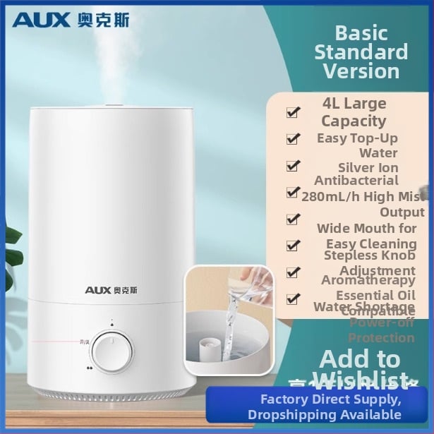 Háztartási párásító, csendes működés, 3 párásító kimenet, >10 literes víztartály, 41–60 m²-es helyiségekhez, 50 W, mechanikus üzemmód