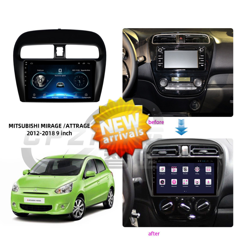 Okvir ploče za navigacijski zaslon velike veličine za Mitsubishi Mirage 2012-2018 (Panel + kabel; Plastika; 0,9 kg; Mirage/Attrage; AT automat)