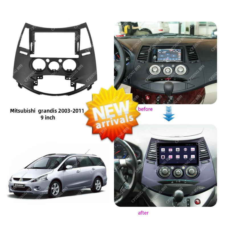 Set prednjeg rama ploče za DVD za Mitsubishi Grandis (2003–2011) — materijal ABS+PC, težina 0,8 kg, kompatibilan s Grandis audio sustavom