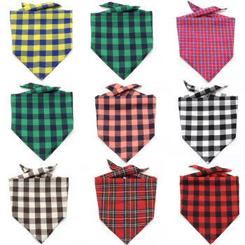 Pet Plaid háromszög alakú bib sál macskáknak és kutyáknak - 100% pamut, sík szövésű, nyomtatott, négy évszakos
