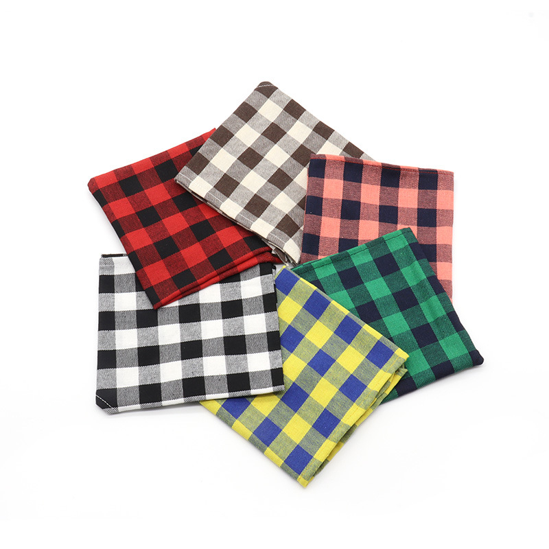 Pet Plaid háromszög alakú bib sál macskáknak és kutyáknak - 100% pamut, sík szövésű, nyomtatott, négy évszakos