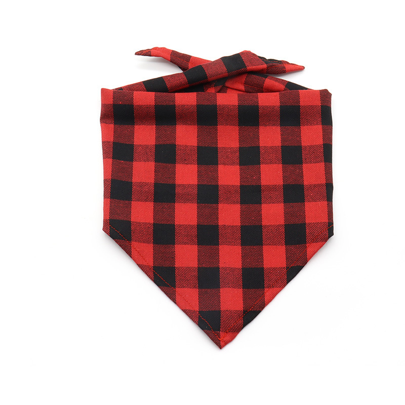 Pet Plaid háromszög alakú bib sál macskáknak és kutyáknak - 100% pamut, sík szövésű, nyomtatott, négy évszakos