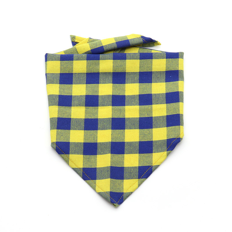 Pet Plaid háromszög alakú bib sál macskáknak és kutyáknak - 100% pamut, sík szövésű, nyomtatott, négy évszakos