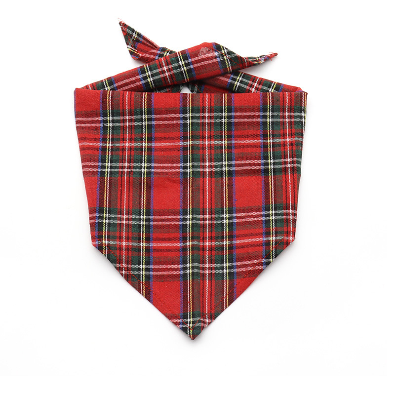 Pet Plaid háromszög alakú bib sál macskáknak és kutyáknak - 100% pamut, sík szövésű, nyomtatott, négy évszakos