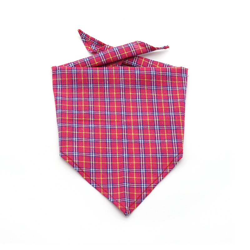 Pet Plaid háromszög alakú bib sál macskáknak és kutyáknak - 100% pamut, sík szövésű, nyomtatott, négy évszakos