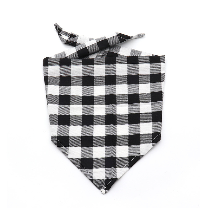 Pet Plaid háromszög alakú bib sál macskáknak és kutyáknak - 100% pamut, sík szövésű, nyomtatott, négy évszakos