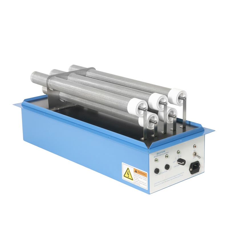 Sissehitatud plasmapuhastusventilaatoriplokk toidutööstuse kanalitele — lõhna eemaldamine, desinfitseerimine, steriliseerimine ja õhu puhastus; õhuvool 1000 m3/h, müratase 10 dB, kõrgepinge koronatehnoloogia